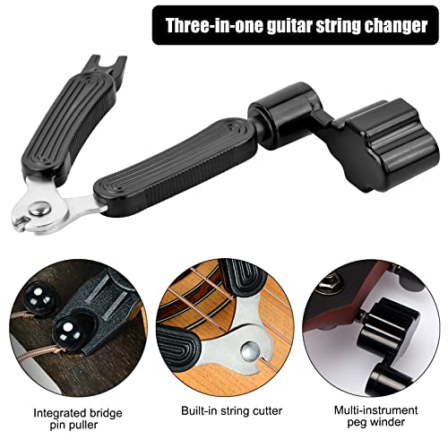 Vesaneae 3-in-1 Guitar String Winder and Cutter,Multifunctional Guitar Bridge Pin Puller,Black Guitar String Cutter - Image 3