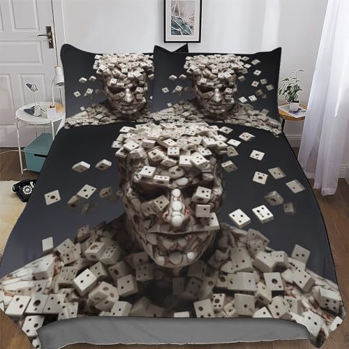 Parure de lit 3D homme aux dés en microfibre coton premium King