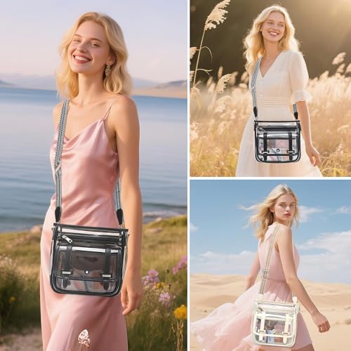 Clear Purse, PVC Clear Crossbody Bags for Women Heavy Duty Transparent Bag for Stadium Events See Through Concert Bag2
