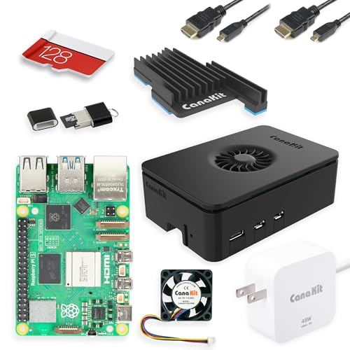 CanaKit Raspberry Pi 5 16GB Starter Kit PRO – Turbine Black (128GB Edition) (16GB RAM)