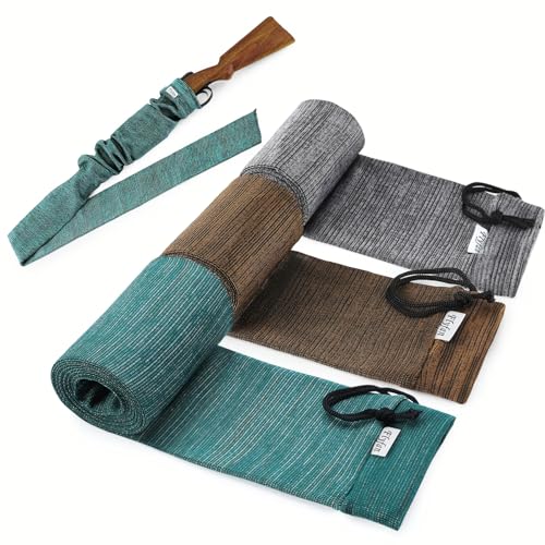 3 Pcs Gun Sock, Silicone-Treated Knit 52 x 4.5 Inches Gun Socks for Rifles and Shotguns, Thicken Elastic Design Hunting and Shooting Holder Socks for Gun Storage, Perfect Father Day Gifts for Dad