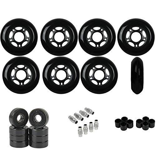 Players Choice Replacement Inline Skate Wheels Outdoor with Hybrid Ceramic Bearings - Black 80mm 89A