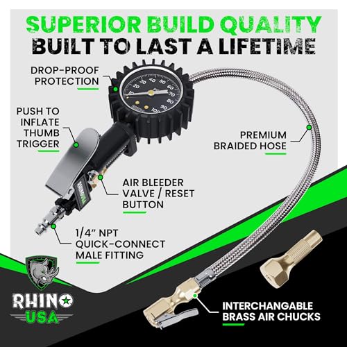 Rhino Usa INFLTR-GAUGE-P Tire Inflator With Pressure Gauge thumb #3