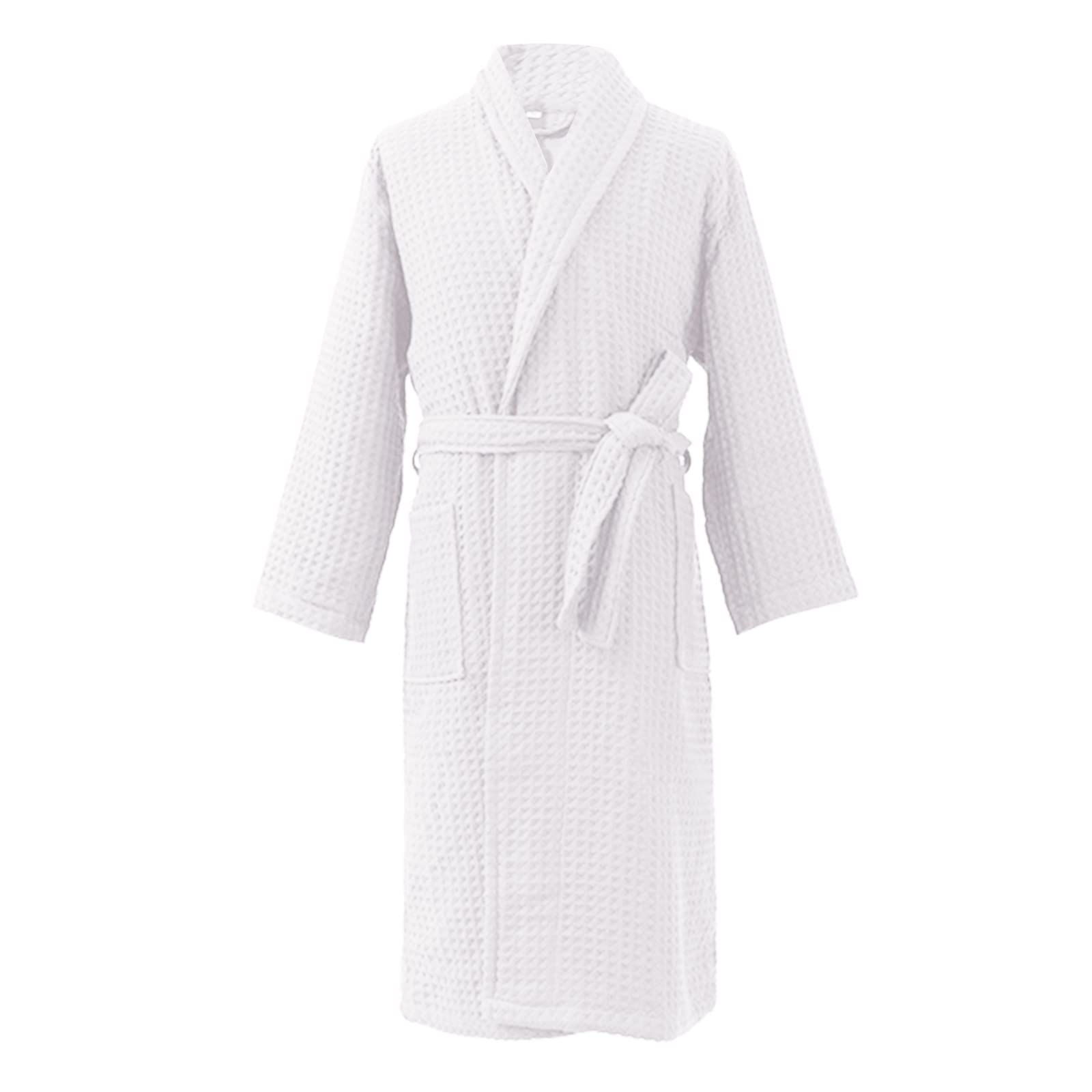 Generisch Vestaglia da donna leggera a maniche lunghe, M-XL, con texture elegante | Loungewear - Pigiama da donna con colletto a risvolto, con cintura, con tasche, tinta unita, comoda biancheria da notte