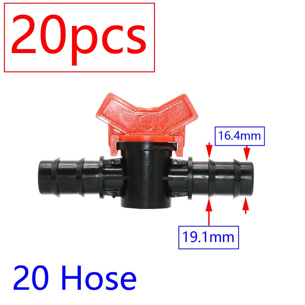 Mini válvula de riego por goteo de 20 piezas 4/7 3/8/10/12/16/20/25 mm grifo de jardín de tubería 1/2 quot; 3/4 quot; Conector de lengüeta de manguera de agua de rosca macho (Size : G)