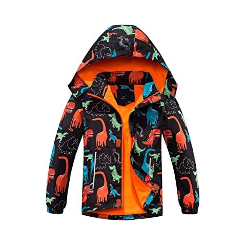 Daysskk Boys Waterproof Jacket 3-4 Years Boys Raincoat With Hood Windbreaker Jacket Boys Fleece Lined Boys' Outdoor Waterproof Jackets Cover