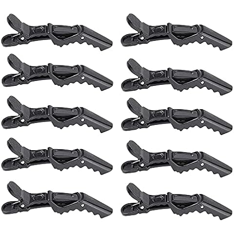 10x Crocodile Hair Clips Barrette,Professional Styling Hair Clips,Sectioning Clamp for Thick Hair,with Nonslip Grip and Wide Teeth for Salon Home Use Women and Girls (Black) Cover
