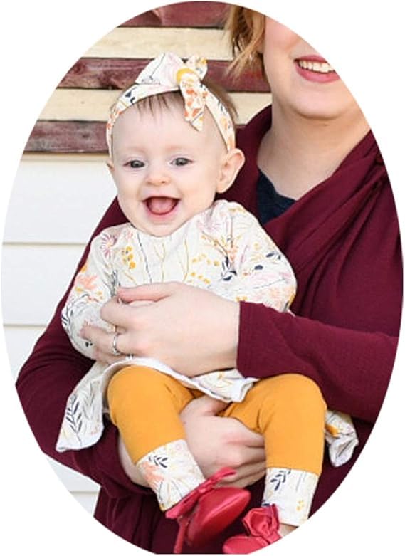 Image of Toddler Baby Girls-Fall-Clothes-Set Little Girls Floral Plaid Highlow Tunic Tops+Leggings Outfits Boutique Clothing