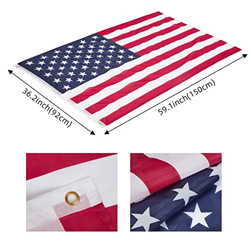 Pioneerworks 20Ft Telescoping Flag Pole Kit, Aluminum Flag Poles With 3X5 Usa Flag, For Residential Or Commercial Outside In Ground, Silver #TOP5