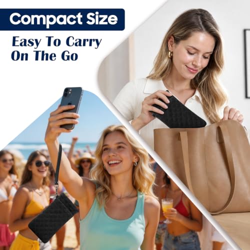 Image of FINTIE Double Eyeglasses Case with Carrying Strap, Portable Squeeze Top Microfiber Soft Glasses Case Sunglass Pouch