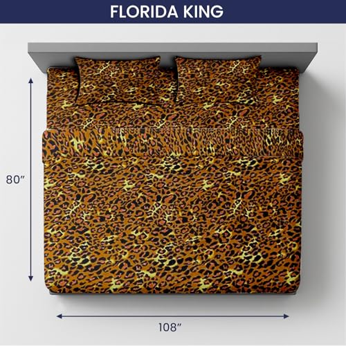 Image of SGI 108 inchx80 inch 4 Pc Florida King Sheet Set 600 TC 12 inch Deep, Leopard Print