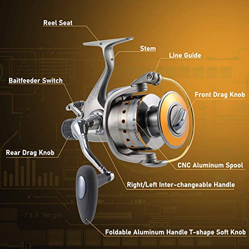 Yoshikawa Spinning Reel Saltwater Freshwater Fishing Baitfeeder 4000 5.5:1 11 Stainless Ball Bearings Bass Salmon Bluefish Catfish Carp #TOP4