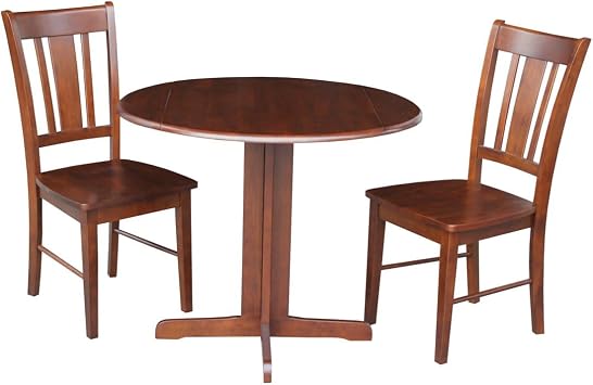 International Concepts 36" Dual Drop Leaf Table with 2 San Remo Chairs