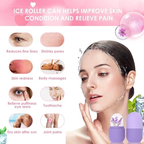 Image of ESZAZX Ice Roller for Face | Ice Roller for Face Massager | Face Ice Roller for Men & Women | Ice Cube Roller for Glowing Skin & Puffy Eyes | Reusable & Unbreakable (Peach)