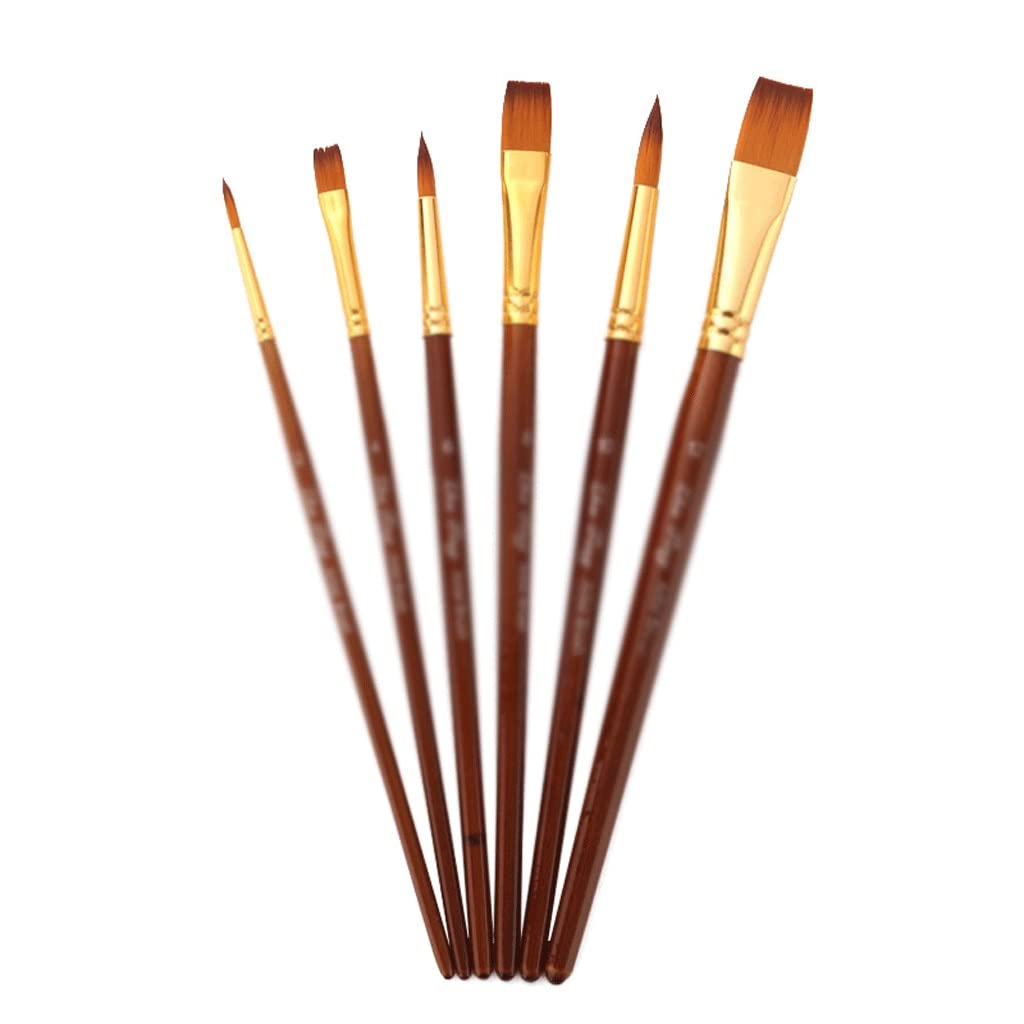 Lot de 6 pinceaux pour Peinture Acrylique, Peinture à l'huile, Aquarelle, Pinceau d'artiste Acrylique, Pinceau Aquarelle