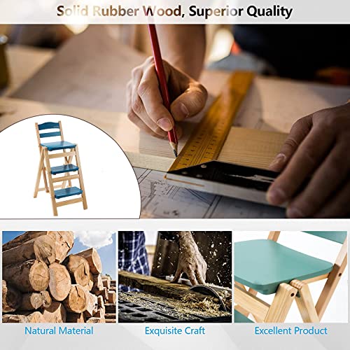 Taburete de bar plegable multifuncional de 3 escalones de madera maciza 6