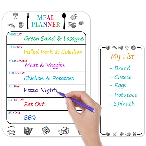 Dacitiery Magnetic Weekly Planner 2 Pack A4 Whiteboard Memo Board Meal Planner Ideal for Notes Meal Planning and Reminders