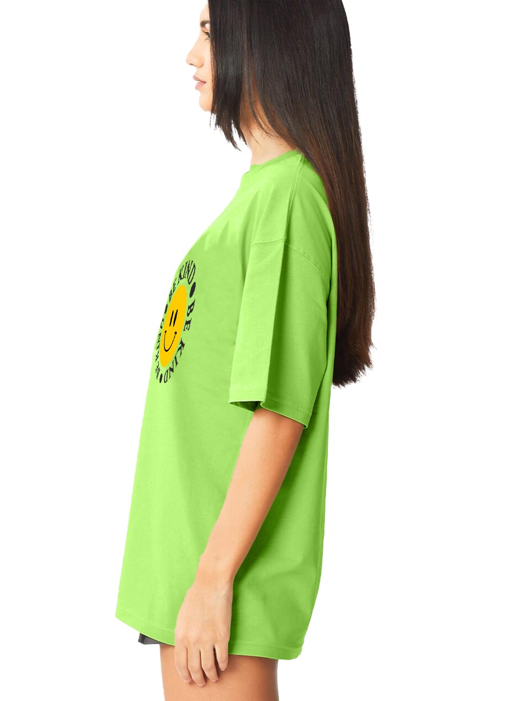 LEOTUDE Womens Oversized Round Neck Cottonblend Half Sleeve T-Shirts (GRL_LOSANGLES_P_Multicolor12_L) - Image 3 thumbnail