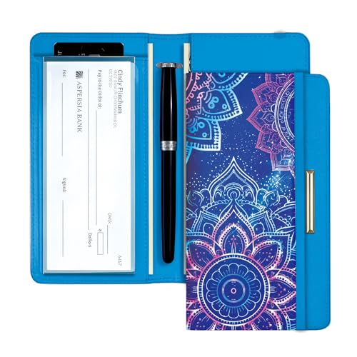 UNICRAFTALE Portefeuille pour Chéquier en Similicuir avec Porte-Crayon Diviseur en Plastique Transparent pour Doubles Chèques Porte-Cartes de Crédit...