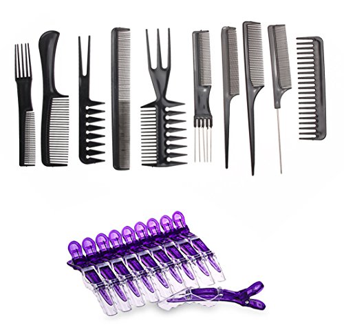 Le Fu Li 10pcs/Set Professional Hair Brush Comb Salon Barber Anti-static Hair Combs Hairbrush Hairdressing Combs Hair Care Styling Tools