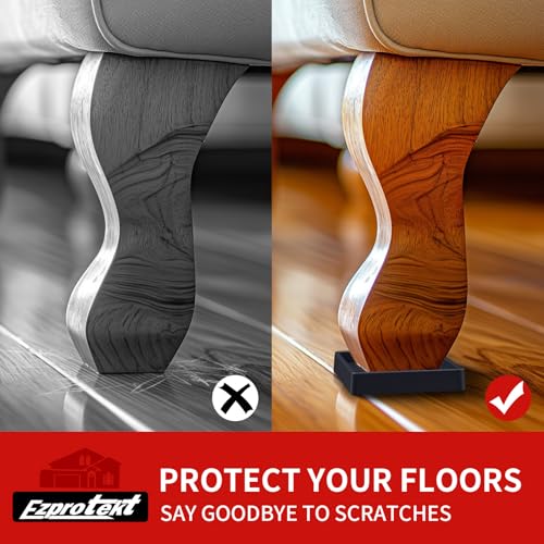 Image of Ezprotekt Non Slip Furniture Pads, 4 Pcs 2.5 inch Rubber Caster Cups, Anti Skid Furniture Coasters for Hardwood Floors, No Slide Furniture Gripper, Floor Protector for Bed Couch Furniture Stoppers (Black)