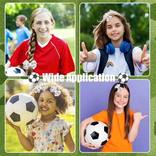 CUBACO 4 Pcs Soccer Bow Hair Clips 4 Inch Sports Hair Bow Soccer Grosgrain Ribbon Bows Hair Accessories for Girl Player School Team Football Birthday Party miniatura 5