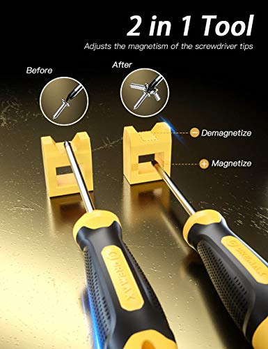 Magnetic Screwdriver Set 14 PCS Include Slotted/Phillips/Torx Precision Screwdriver, CREMAX Professional Cushion Grip and Non-Slip for Repair Home Improvement Craft
