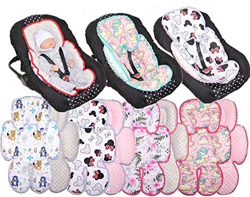 Sitzverkleinerer Minky - Baumwolle Baby Auto Kindersitz Babyschale Einlage Einsatz (Boho + Grau)