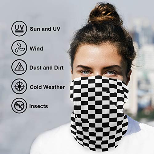 visesunny Seamless Bandana Neck Gaiter Black And White Cubes Modern Headband Motorcycle Scarf for Women Men3