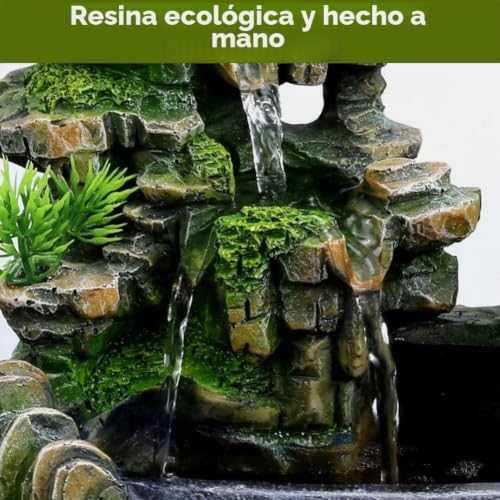 Miniatura 8 de Fuente De Habitación Con Iluminación Led, Fontana Casa Interni Diseño De Fuente Iluminada De Poliresina Con Bomba Y Plantas Fuente De Agua Para Habitación Terrario Cascada