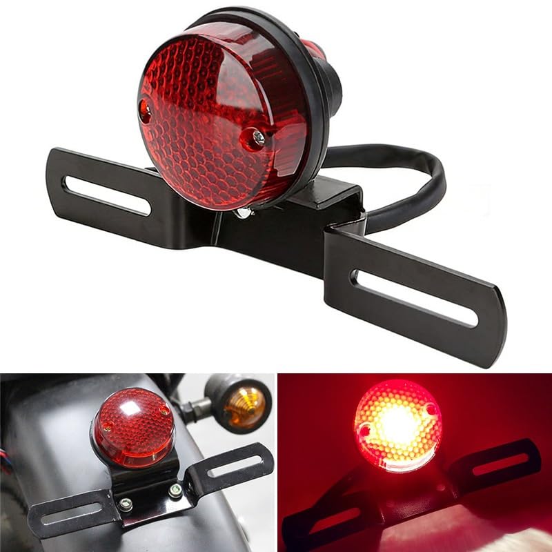 Feu stop arrière 12V halogène puissant avec support plaque Chopper - 2