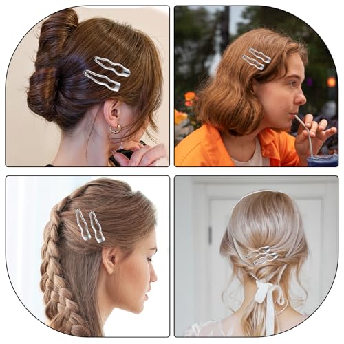 6 Piezas Pinzas de Pelo de Metal Plateadas con Onda, Clips Pequeños para Flequillo, Pinzas de Cocodrilo para Mujeres, Accesorios para Cabello Grueso y Fino miniatura 4