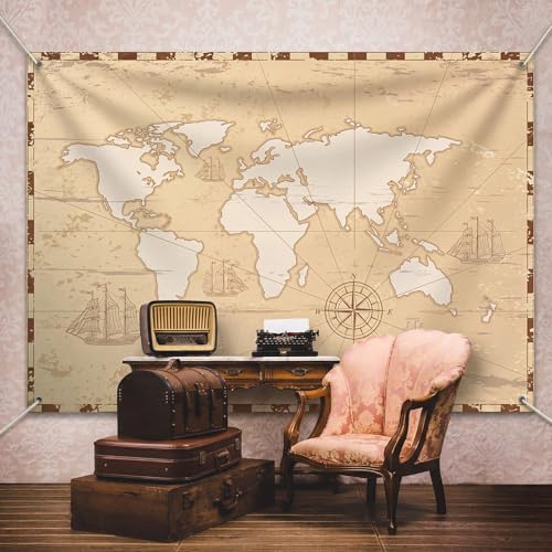 Fondo Fotográfico Vintage Mapa Mundial 7 x 5 ft miniatura 5