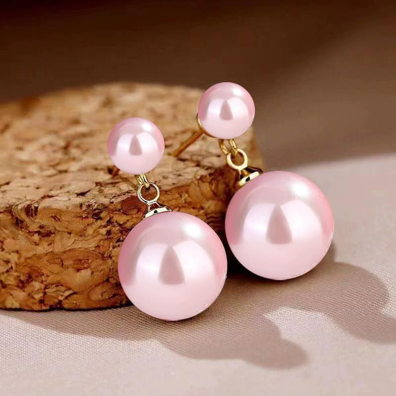 Ocean Shell Pearl Dangle Double Beads Pearl Earrings for Women Multicolor Fashion Jewelry Gift2