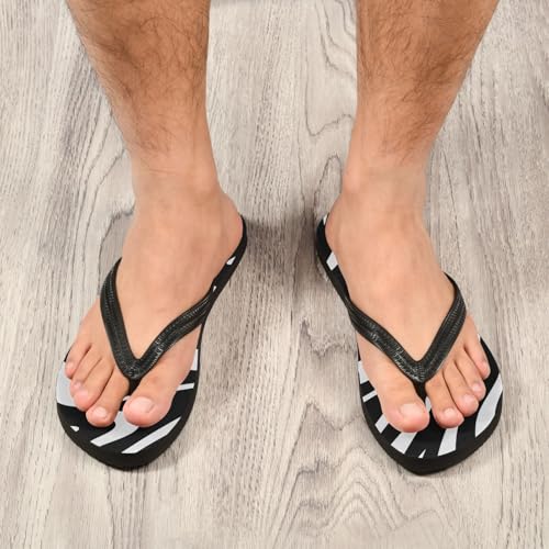 Women Beach Summer Casual Flip Flop Black White Zebra PrintQuick Dry Sandals Slipper for Men 214A44734