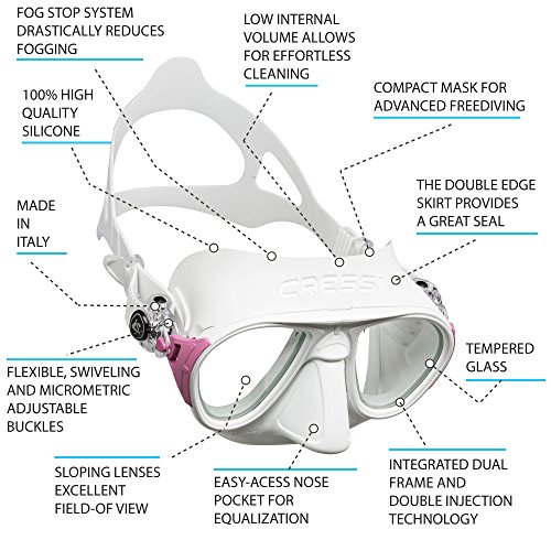 Máscara de Mergulho Silicone Calibro Cressi - Branco/rosa