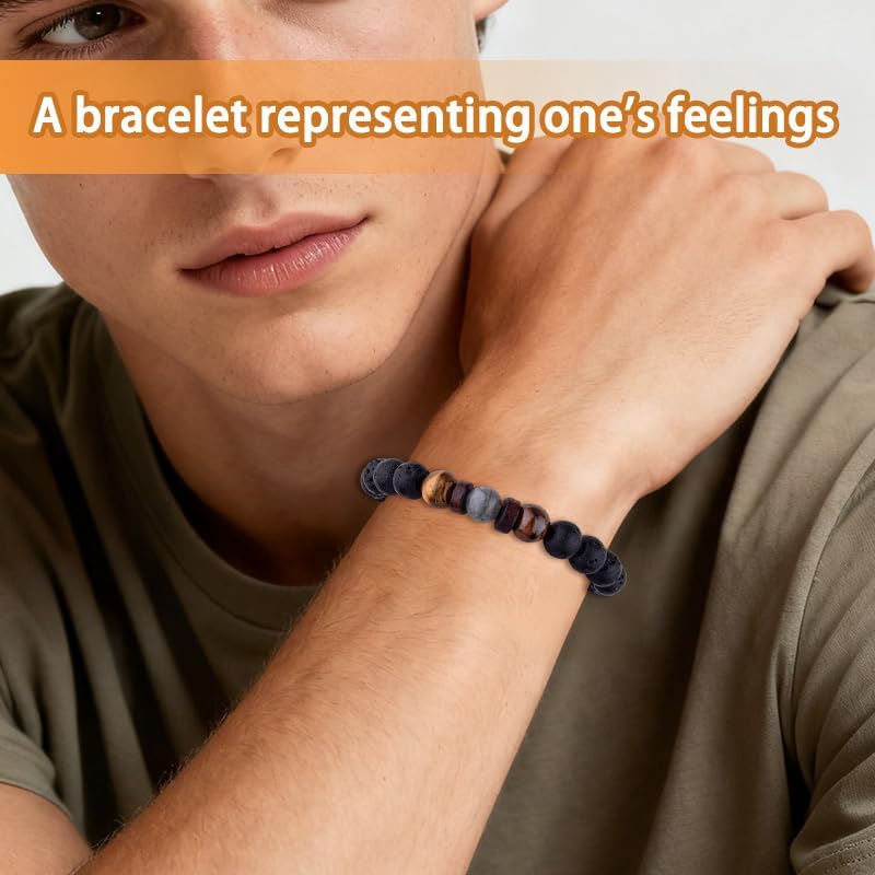 Healing Bracelet Gifts for Son from Mom Dad Sons Birthday Christmas Gift to My Son Love You to the Moon Back Black Moonstone Confirmation Bracelets Positive Spiritual Protection Gifts for Men - Image 5