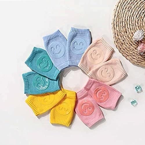 RAHI ENTERPRISE Baby Knee Pads for Crawling, Toddlers, Infant, Girl, Elbow Safety Protector, Stretchable Anti-Slip Padded Soft Cotton Breathable and Support Protector Knee for Kids (Multi-Color) (Smile) 2