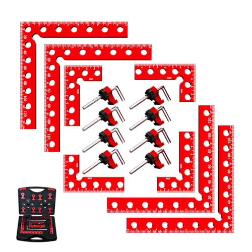 90 Grad Positionierwinkel, 8 Stück Aluminium Winkelklemmen Set (Rot)
