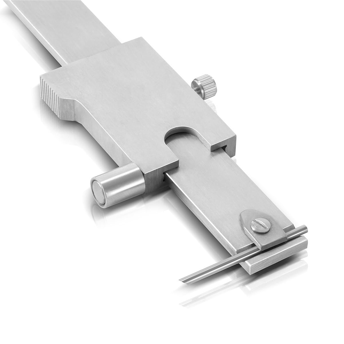 STAHLWERK Anreiß-Messschieber | Messlehre | Schieblehre 0-200 mm | 8 Inch mit Nonius und Anschlagrolle nach DIN 862 für Präzisionsmessungen