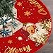 Christmas Tree Skirt Red and Gold Christmas Decorations - Xmas Tree Skirt Mat with Santa Claus Snowflake Pattern for Indoor Outdoor Merry Christmas Holiday Party Decor Inches (36inch)