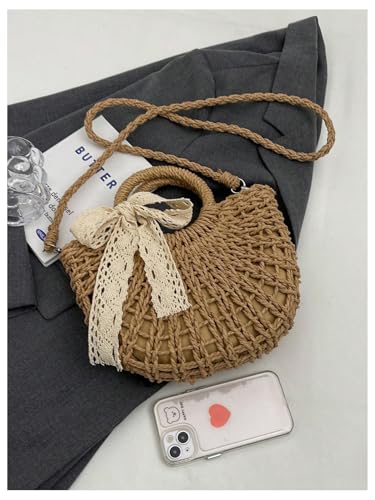 Women's Boho Crossbody Drawstring Straw Bags Double Top Handle Vacation Shoulder Handbags4