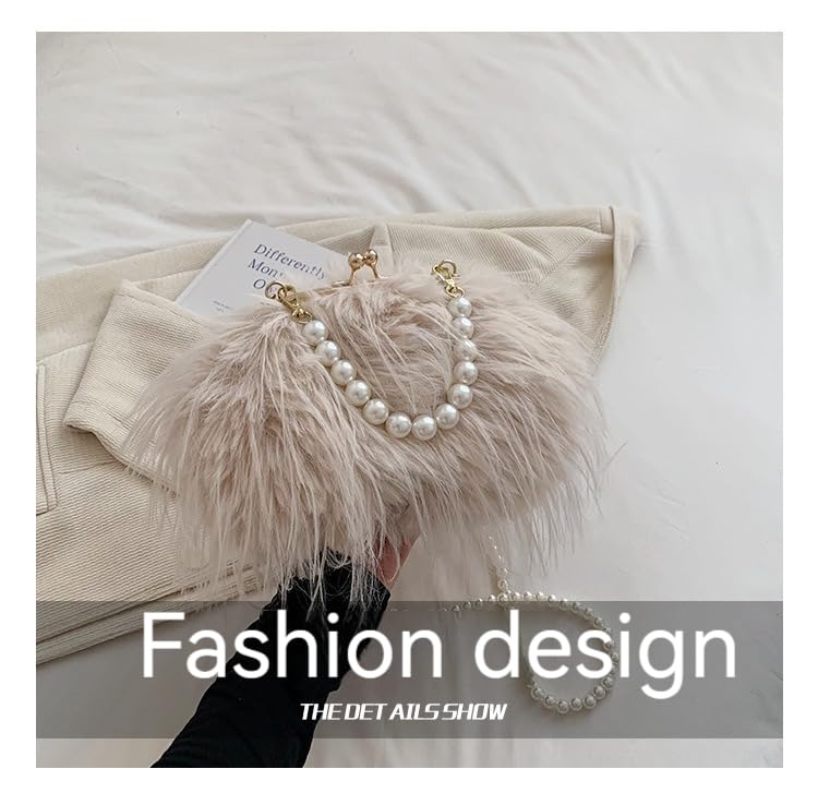 Cute Handbag Purse for Women, Fuzzy Shoulder Bag Fluffy Sling Purse Fashion Handbag Bag for Women Ladies Crossbody Bag (pink colour)3