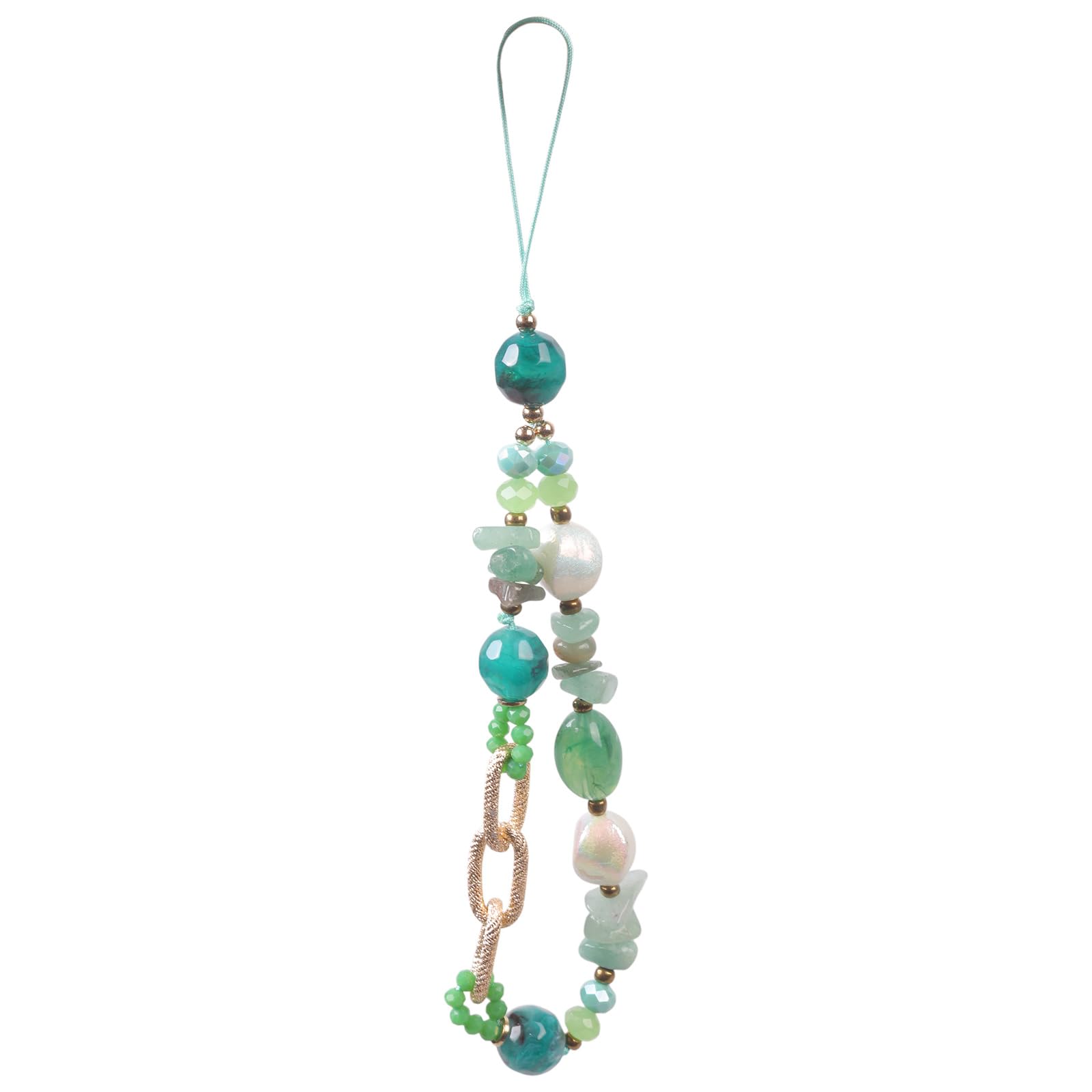 NEWFT Colorful Beaded Phone Chain Strap Charm Keychain Phone Lanyard Acrylic Wristband