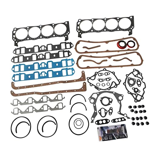 Partsflow Full Engine Gasket Set for 1963-1982 Ford 260 289 302 Ford 302 Full Gasket Set Fits 1968-1982 Ford 302 V8 2 Piece Rear Seal P/n F302-4 4.3L 4.7L 5L V8 OE#260-1125