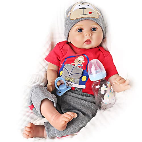Reborn Baby Dolls 22 inch Silicone Realistic Baby Boy Doll Lifelike Weighted with Giraffe Gift Set Accessories