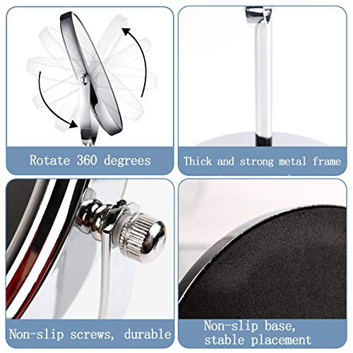 ANGNYA Double Sided Vanity Mirror 20 cm(8-Inch), 1X and 3X Magnifying Mirror Round Freestanding Makeup Mirror for Bedroom, 360 Degree Swivel with Stainless Steel Frame - Image 5