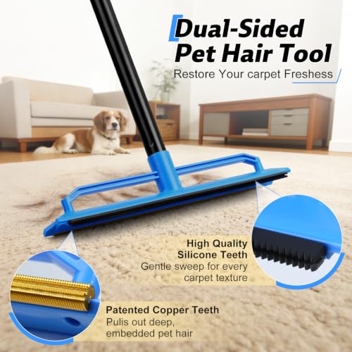 2 in 1 Carpet Rake for Pet Hair Removal Tool - image 2