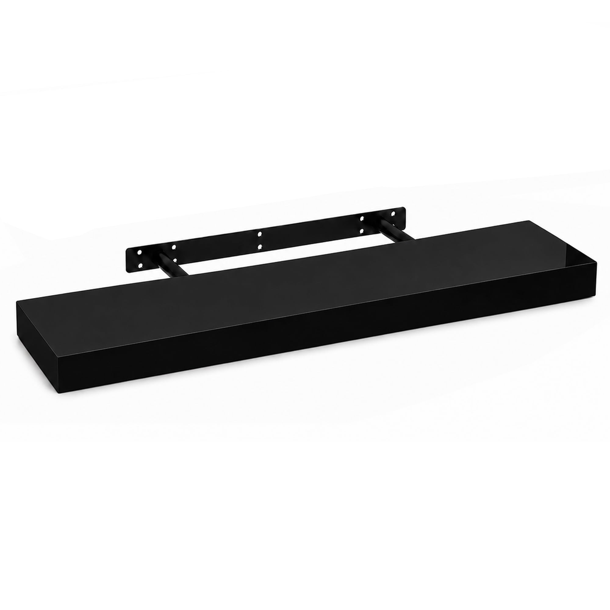 iTrend High Gloss Black Floating Wall Shelf, Wall Mounted Floating Storage Shelves, Modern Book Shelf Display for Living Room, Bedroom, Kitchen & Bathroom, Bracket Included - 80cm, Pack of 1