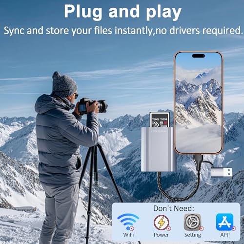 CFexpress Type A Card Reader with 10Gbps USB 3.2 Gen 2, USB-C & USB-A 2-in-1 Type A CFexpress Adapter, Compatible with Windows/Mac/Linux/Android, iPhone 17/16/15, iPad, Laptop, Tablet, Smartphone - Image 8